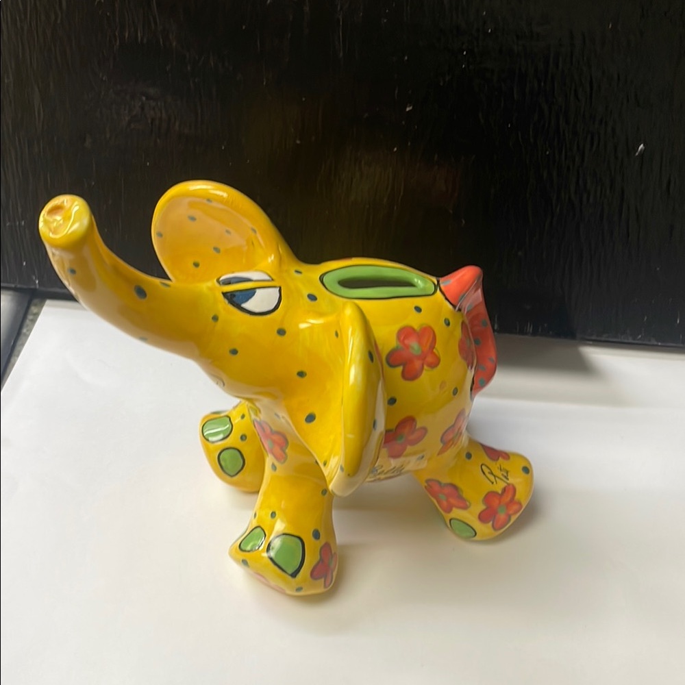 Yellow and Red Decorative Elephant Accents